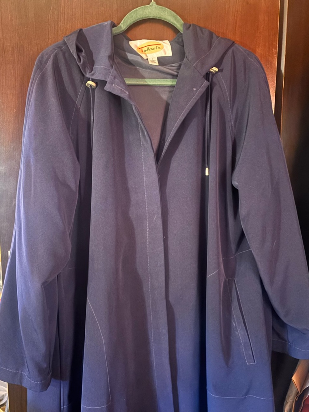 Talbots Navy Hooded Trench Coat